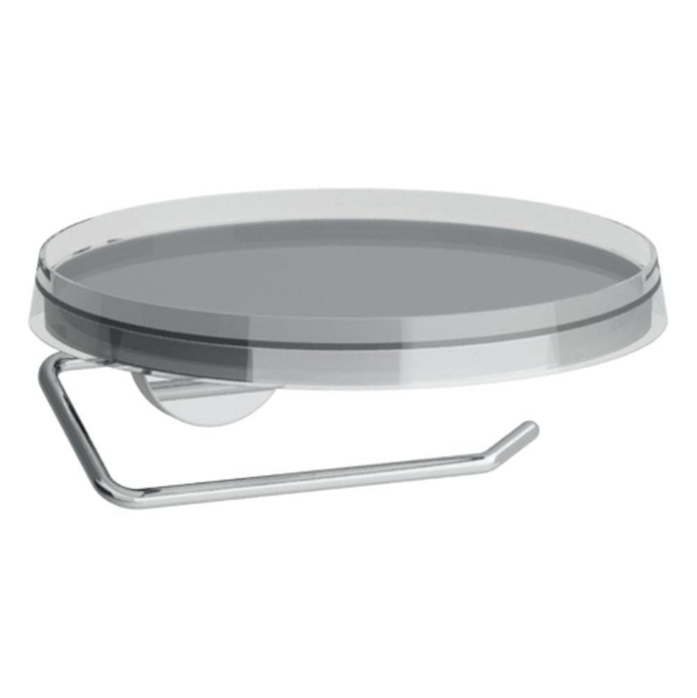 Laufen - Toilet roll holder, 7-1/4'', including bowl ''disc'', transparent crystal - Chrome