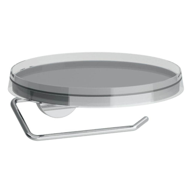 Laufen - Toilet roll holder, 7-1/4'', including bowl ''disc'', transparent crystal - Chrome