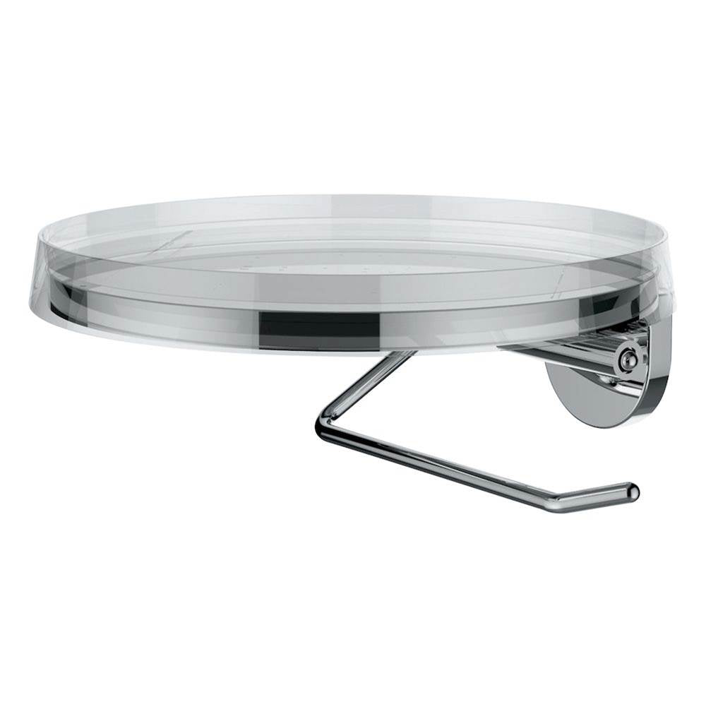 Toilet roll holder, 7-1/4'', including bowl ''disc'', transparent crystal