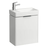 Laufen - Vanity Only, 1 door, door hinge left, matching small washbasin 815955 - White Glossy