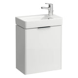 Laufen - Vanity Only, 1 door, door hinge right, matching small washbasin 815954 - White Glossy