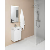 Vanity Only, 1 door, door hinge left, incl. drawer organizer, matching small washbasin 815961