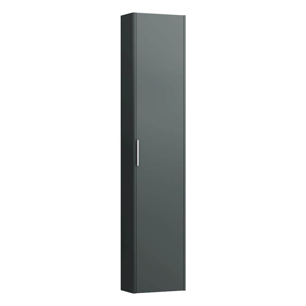 Laufen - Tall Cabinet, with small projection, 1 door, door hinge left, 1 fixed shelf, 4 glass shelves, design matching vanity units - Traffic Grey