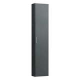 Laufen - Tall Cabinet, with small projection, 1 door, door hinge left, 1 fixed shelf, 4 glass shelves, design matching vanity units - Traffic Grey