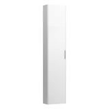 Laufen - Tall Cabinet, with small projection, 1 door, door hinge right, 1 fixed shelf, 4 glass shelves, design matching vanity units - White Glossy