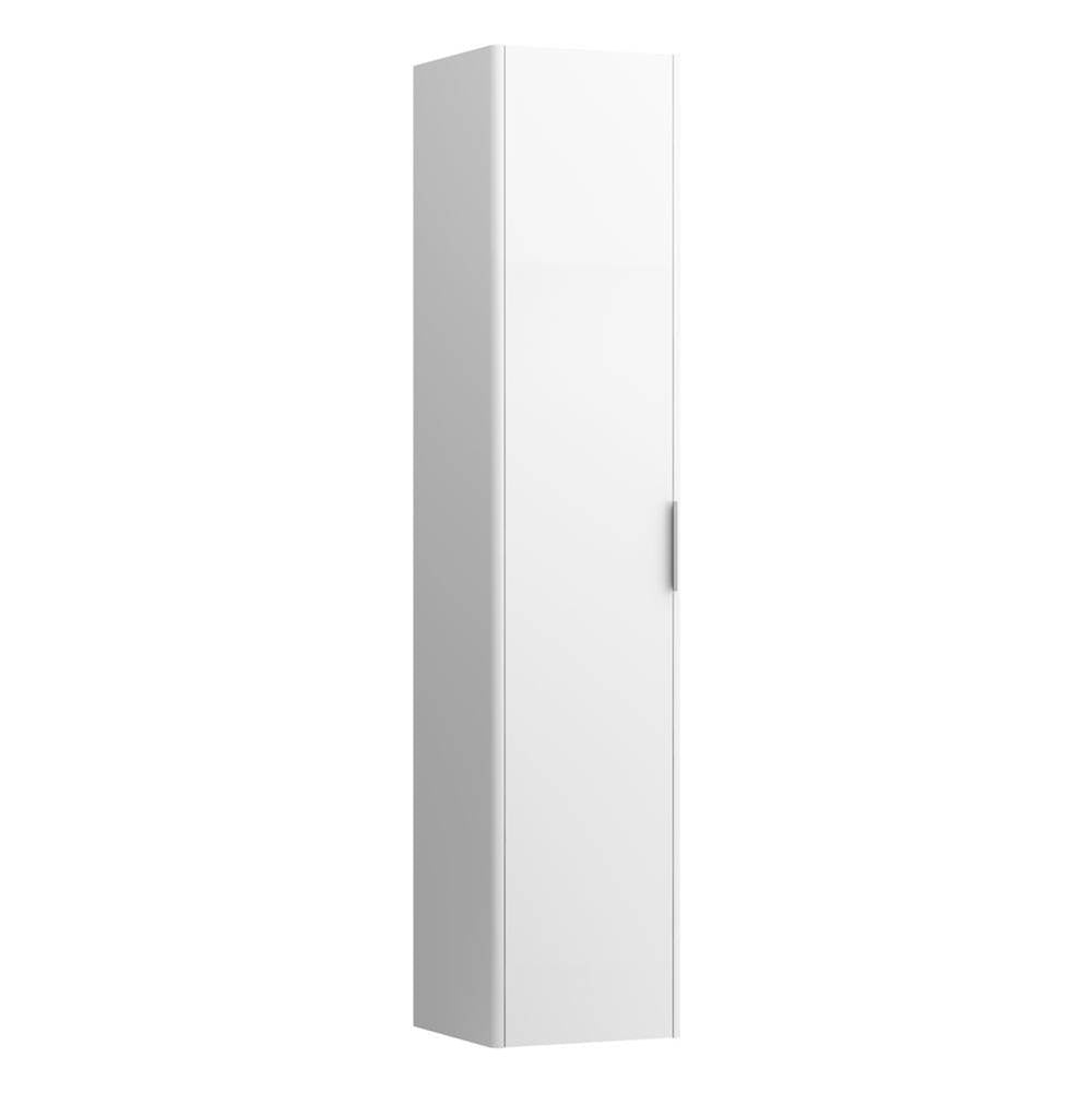Laufen - Tall Cabinet, 1 door, door hinge left, 1 fixed shelf, 4 glass shelves, design matching vanity units - White Matte