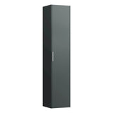 Laufen - Tall Cabinet, 1 door, door hinge left, 1 fixed shelf, 4 glass shelves, design matching vanity units - Traffic Grey