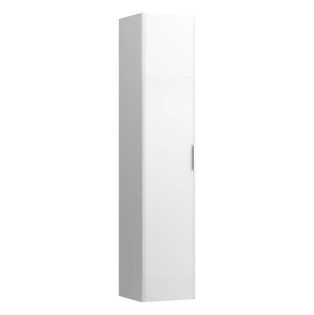 Laufen - Tall Cabinet, 1 door, door hinge right, 1 fixed shelf, 4 glass shelves, design matching vanity units - White Glossy