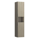 Laufen - Tall Cabinet, 2 doors, door hinge left, 1 open shelf, 2 glass shelves, design matching vanity units - Light Elm