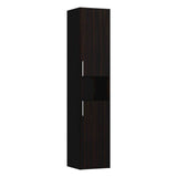 Laufen - Tall Cabinet, 2 doors, door hinge left, 1 open shelf, 2 glass shelves, design matching vanity units - Dark Elm Brown