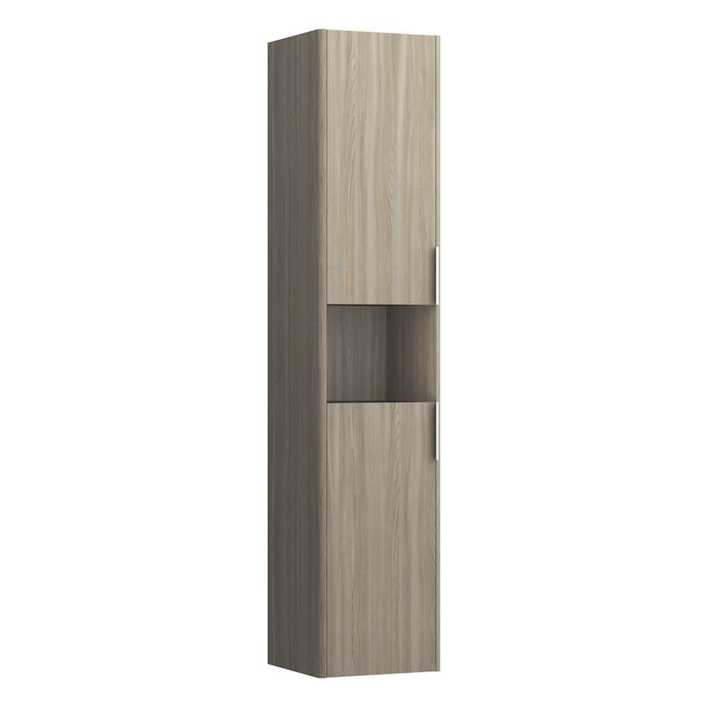 Laufen - Tall Cabinet, 2 doors, door hinge right, 1 open shelf, 2 glass shelves, design matching vanity units - Light Elm
