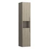 Laufen - Tall Cabinet, 2 doors, door hinge right, 1 open shelf, 2 glass shelves, design matching vanity units - Light Elm