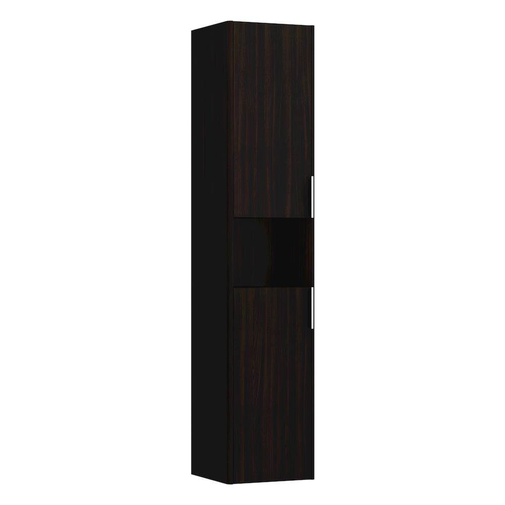 Laufen - Tall Cabinet, 2 doors, door hinge right, 1 open shelf, 2 glass shelves, design matching vanity units - Dark Elm Brown