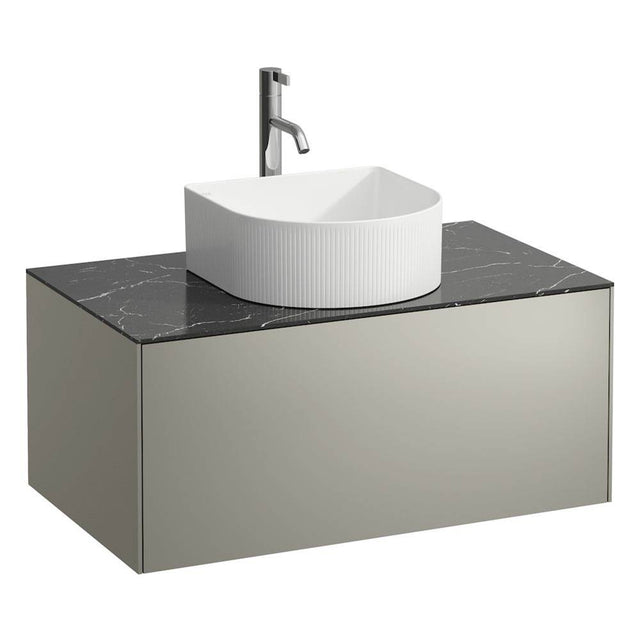Laufen - Drawer element Only, 1 drawer, matching bowl washbasins 812340, 812341, 812342, 812343, centre cut-out incl. drilled tap hole Nero Marquina Marble - Titanium And Nero Marquina