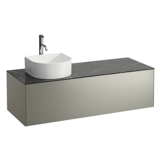 Laufen - Drawer element Only, 1 drawer, matching bowl washbasins 812340, 812341, 812342, 812343, cut-out left, incl. drilled tap hole Nero Marquina Marble - Titanium And Nero Marquina