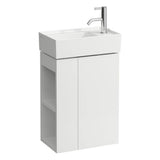 Laufen - Vanity Only with one glass shelf, door hinge right, open shelf left for handwashbasin tap bank right 815334 - White Matte