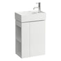 Laufen - Vanity Only with one glass shelf, door hinge right, open shelf left for handwashbasin tap bank right 815334 - White Matte