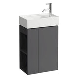 Laufen - Vanity Only with one glass shelf, door hinge right, open shelf left for handwashbasin tap bank right 815334 - Slate Grey