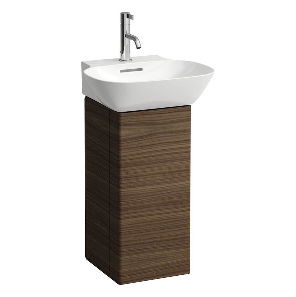 Laufen - Vanity Only, 1 aluminum door, door hinge left, with 2 shelves in the door, 1 shelf in the box, matching washbasin 815301 - Dark Walnut