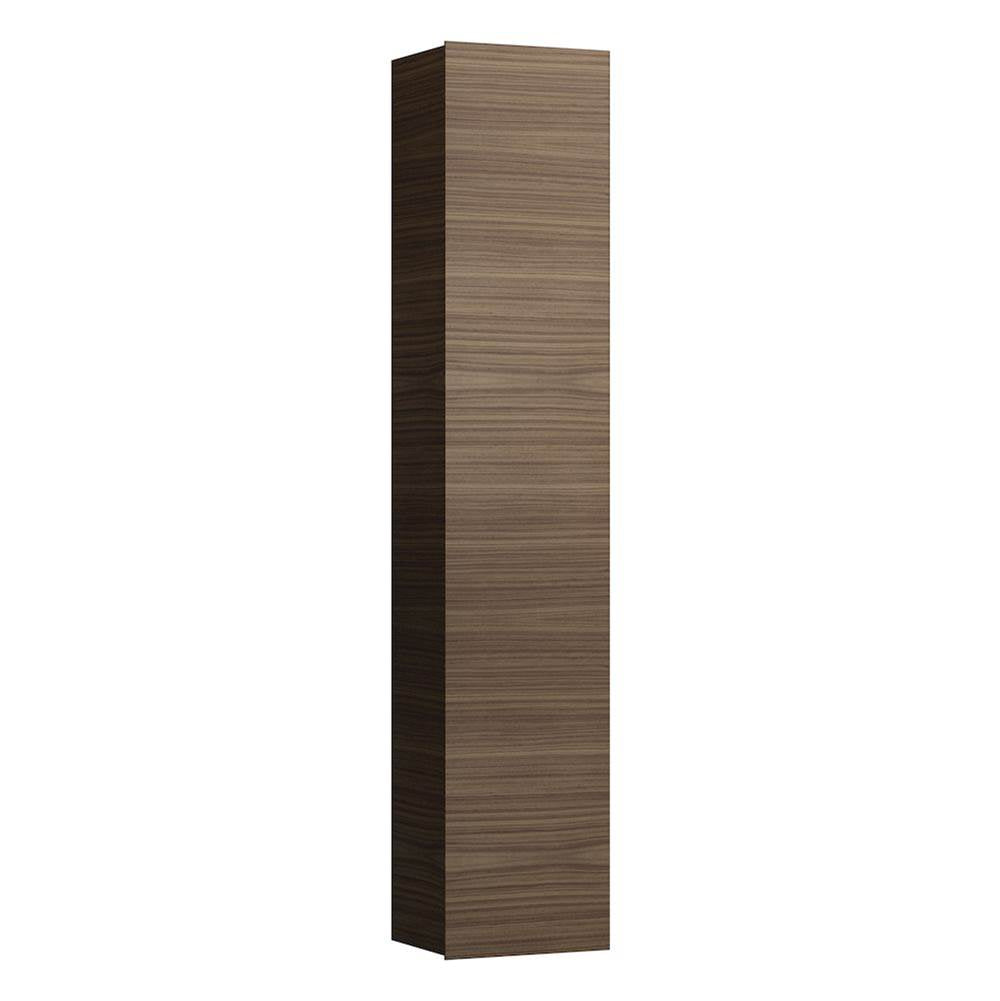 Laufen - Tall Cabinet made of aluminum, 1 door, door hinge left, 5 shelves each in the box and door - Dark Walnut