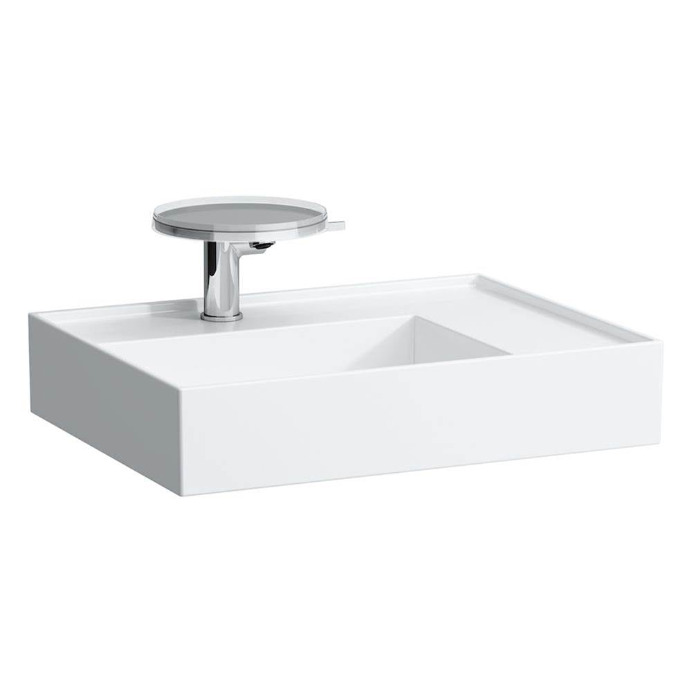 Washbasin, shelf right, with concealed outlet, w/o overflow, wall mounted