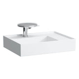 Washbasin, shelf right, with concealed outlet, w/o overflow, wall mounted
