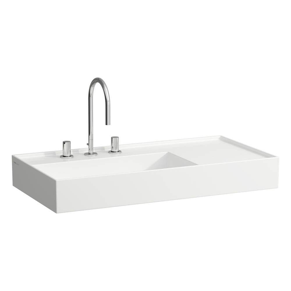 Laufen - Washbasin, shelf right, with concealed outlet, w/o overflow - Always Open Drain, wall mounted - Glossy White
