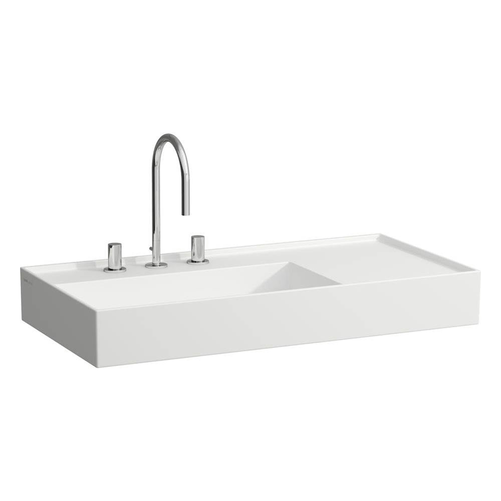 Laufen - Washbasin, shelf right, with concealed outlet, w/o overflow - Always Open Drain, wall mounted - Matte White