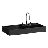Laufen - Washbasin, shelf left, with concealed outlet, w/o overflow - Always Open Drain, wall mounted - Glossy Black