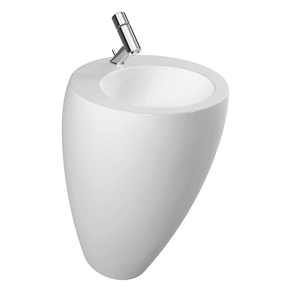 Laufen - Washbasin with integrated pedestal, with wall connection, with concealed overflow, incl. ceramic waste cover - Lcc White