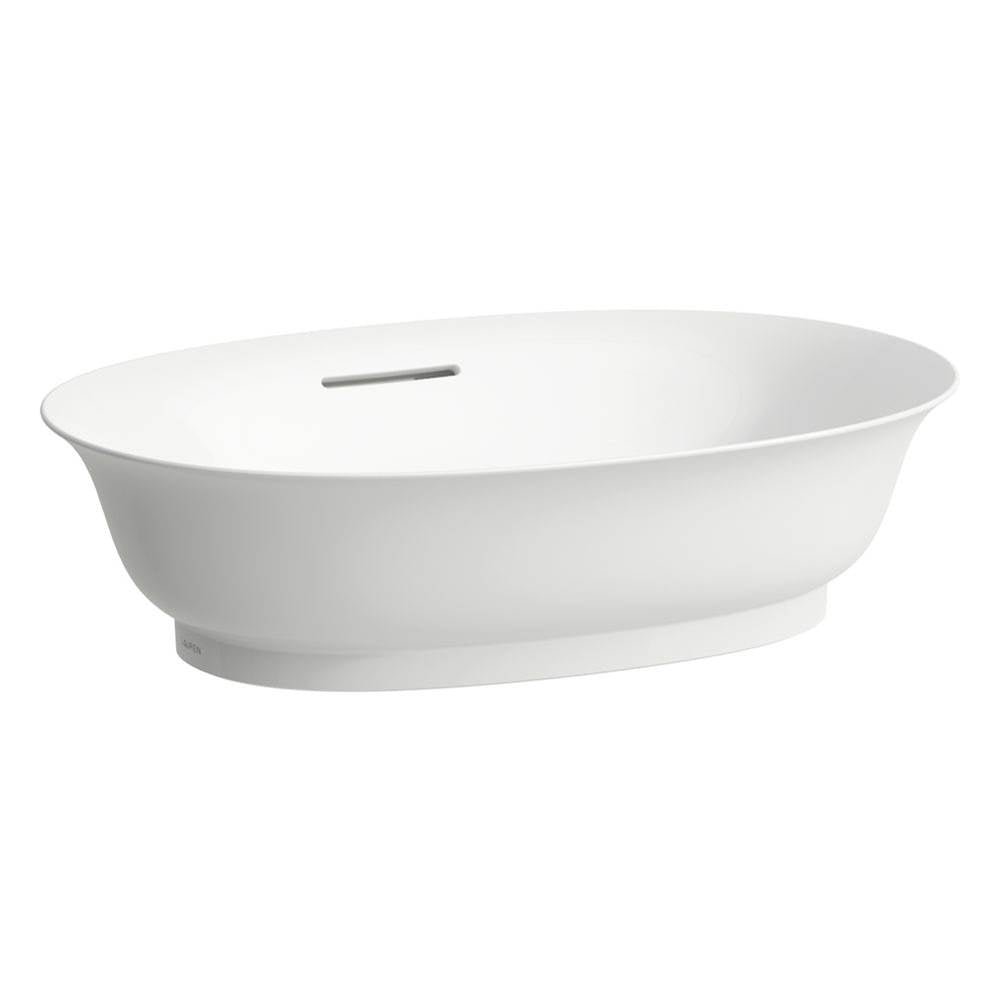 Laufen - Bowl washbasin with overflow channel, oval - Optional ceramic drain & cover - Matte White