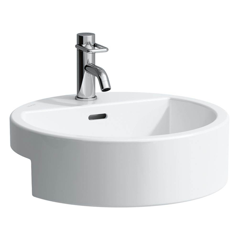 Laufen - Semi-recessed washbasin, round - Glossy White