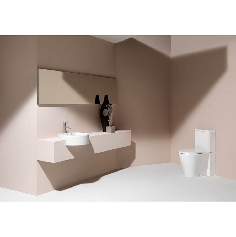 Semi-recessed washbasin, round
