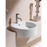 Semi-recessed washbasin, round