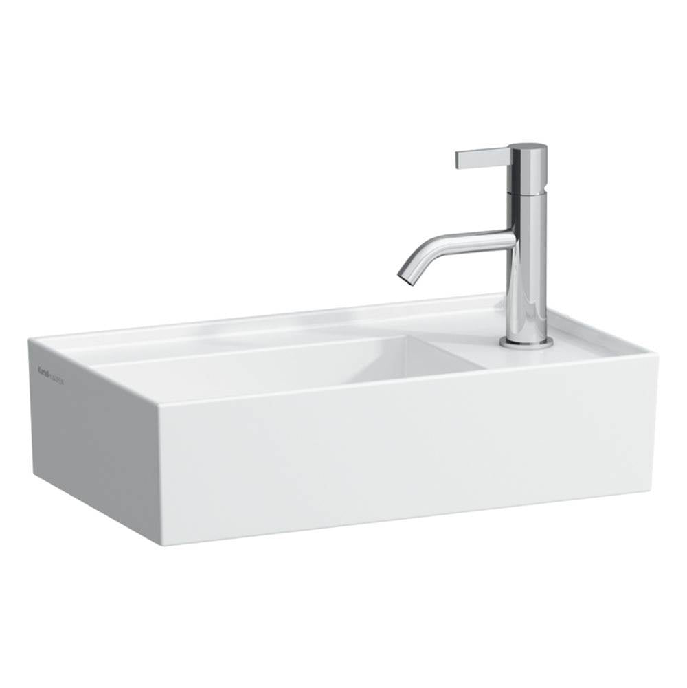 Laufen - Small washbasin, tap bank right, with concealed outlet, w/o overflow, wall mounted - Matte White