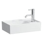 Laufen - Small washbasin, tap bank right, with concealed outlet, w/o overflow, wall mounted - Matte White