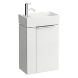 Small washbasin, tap bank left, with concealed outlet, w/o overflow, wall mounted