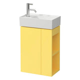 Small washbasin, tap bank left, with concealed outlet, w/o overflow, wall mounted