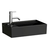 Laufen - Small washbasin, tap bank left, with concealed outlet, w/o overflow, wall mounted - Glossy Black