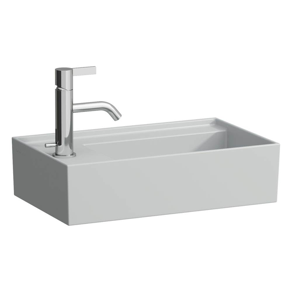 Laufen - Small washbasin, tap bank left, with concealed outlet, w/o overflow, wall mounted - Matte Grey