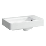 Small washbasin, tap bank right, wall mounted