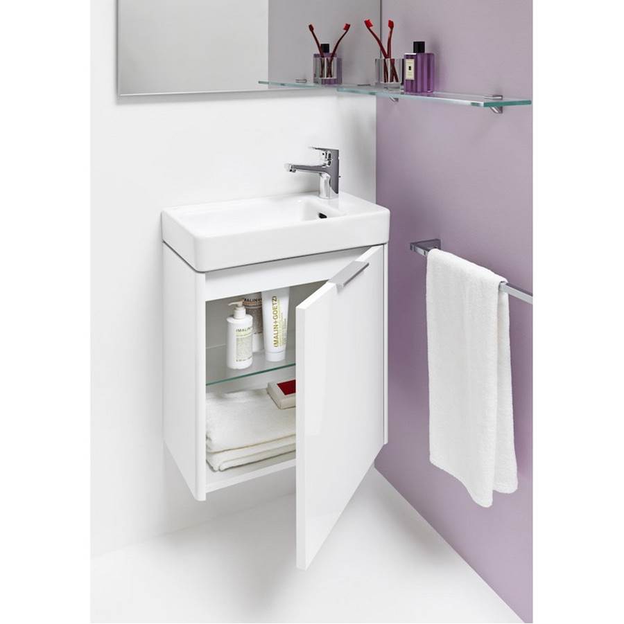 Small washbasin, tap bank right, wall mounted