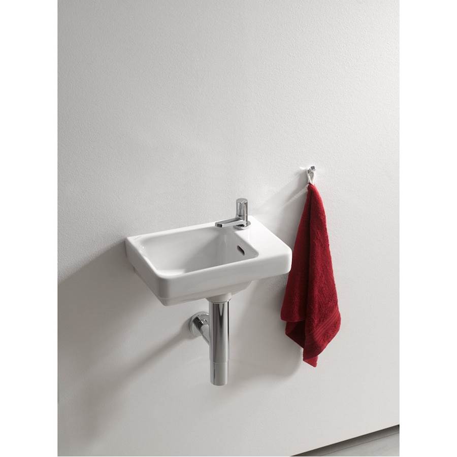 Small washbasin, tap bank right, wall mounted