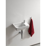 Small washbasin, tap bank right, wall mounted