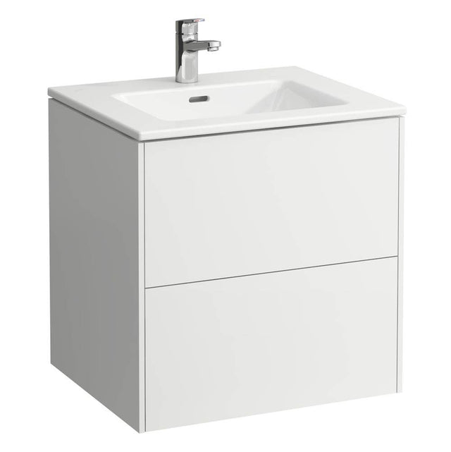 Laufen - Combipack 600 mm, washbasin ''slim'' with vanity unit ''Base'' with 2 drawers, incl. drawer organizer, wall mounted - White Glossy