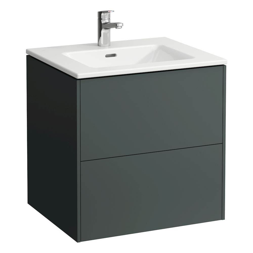 Laufen - Combipack 600 mm, washbasin ''slim'' with vanity unit ''Base'' with 2 drawers, incl. drawer organizer, wall mounted - Traffic Grey