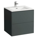 Laufen - Combipack 600 mm, washbasin ''slim'' with vanity unit ''Base'' with 2 drawers, incl. drawer organizer, wall mounted - Traffic Grey