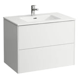 Laufen - Combipack 800 mm, washbasin ''slim'' with vanity unit ''Base'' with 2 drawers, incl. drawer organizer, wall mounted - White Glossy