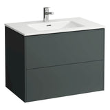 Combipack 800 mm, washbasin ''slim'' with vanity unit ''Base'' with 2 drawers, incl. drawer organizer, wall mounted