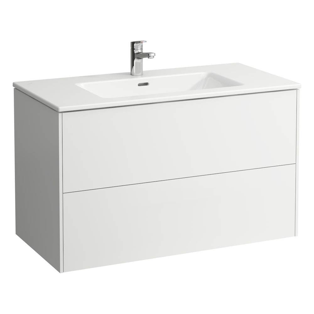 Laufen - Combipack 1000 mm, washbasin ''slim'' with vanity unit ''Base'' with 2 drawers, incl. drawer organizer, wall mounted - White Glossy